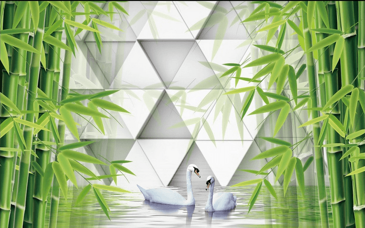 Bamboos And Swans Wallpaper AJ Wallpaper