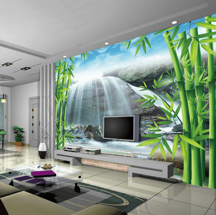 Bamboos And Waterfall Wallpaper AJ Wallpaper