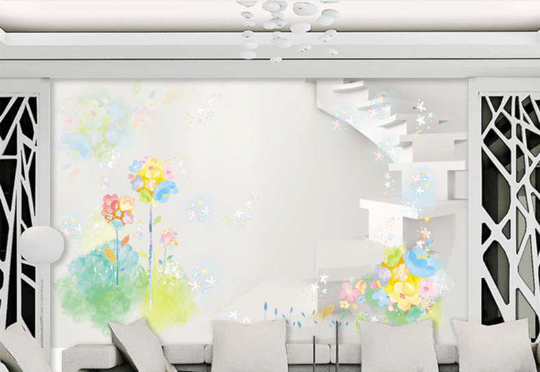 Stairs And Flowers Wallpaper AJ Wallpaper