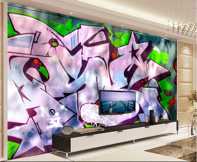 Modern Fashion Graffiti Wallpaper AJ Wallpaper
