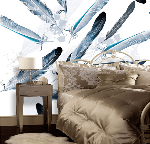 3D Blue Feather 027 Wallpaper AJ Wallpaper