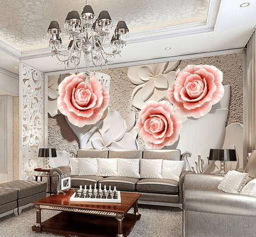 3D Floral Rose 531 Wallpaper AJ Wallpaper