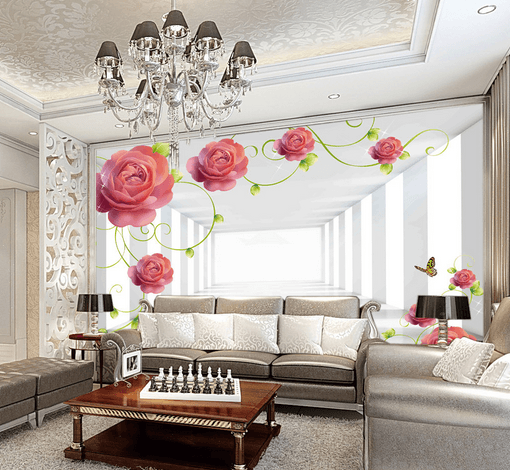 3D Corridor Flower 509 Wallpaper AJ Wallpaper