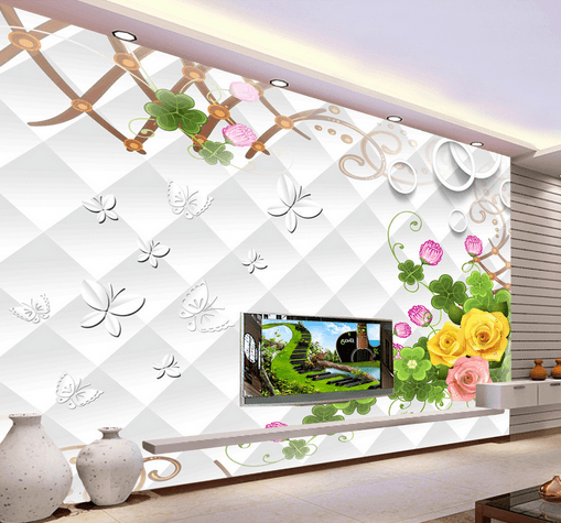 3D Flower Leaf Cluster 435 Wallpaper AJ Wallpaper