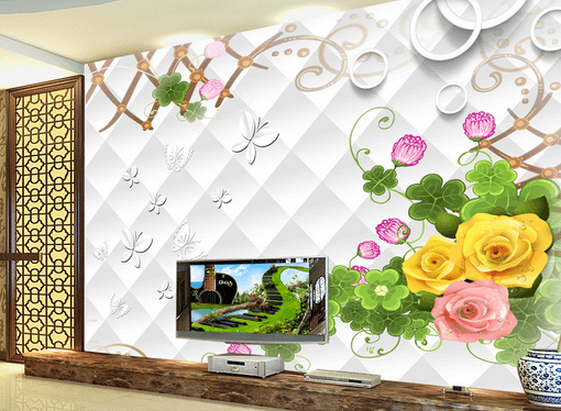 3D Flower Leaf Cluster 435 Wallpaper AJ Wallpaper