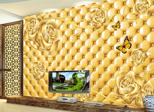 3D Golden Butterfly 366 Wallpaper AJ Wallpaper