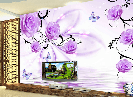 3D Purple Flower 316 Wallpaper AJ Wallpaper