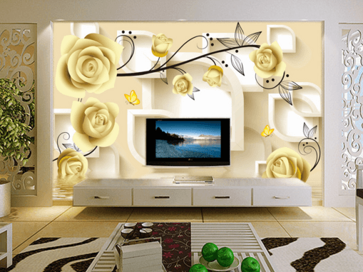 3D Rose Butterfly 301 Wallpaper AJ Wallpaper