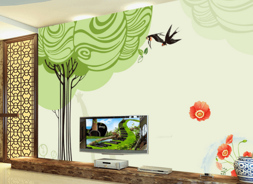3D Swallow Flowers 184 Wallpaper AJ Wallpaper