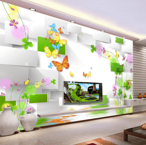 3D Clover Butterfly 159 Wallpaper AJ Wallpaper