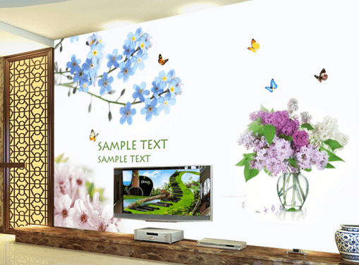 3D Vase Butterfly 133 Wallpaper AJ Wallpaper