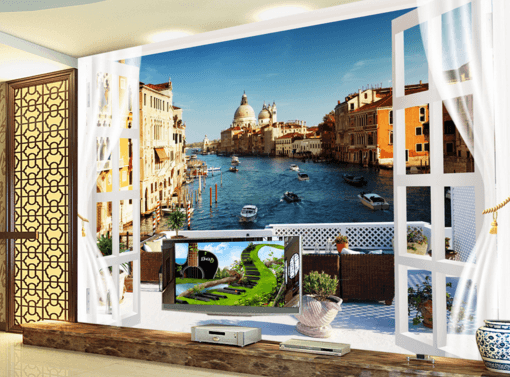 3D Boat City 130 Wallpaper AJ Wallpaper