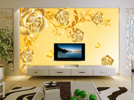 3D Golden Butterfly 110 Wallpaper AJ Wallpaper