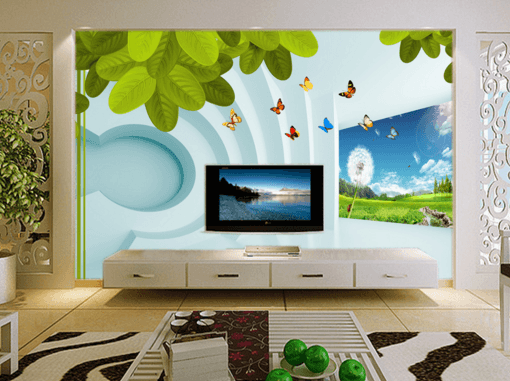 3D Dandelion Butterfly 094 Wallpaper AJ Wallpaper