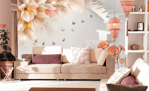 3D Butterfly Stairs 069 Wallpaper AJ Wallpaper
