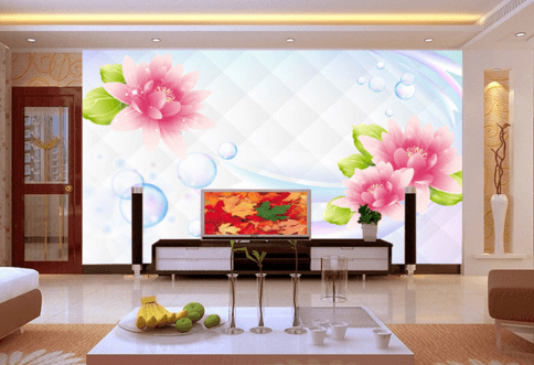 3D Lotus Bubbles 050 Wallpaper AJ Wallpaper