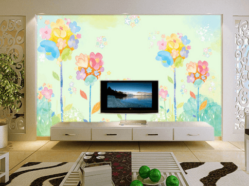 3D Colored Flowers 017 Wallpaper AJ Wallpaper