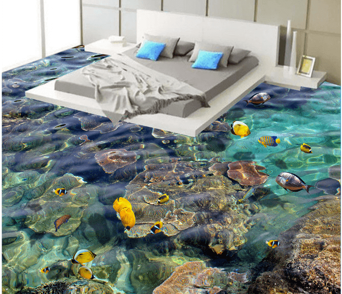 3D Water Stone 056 Floor Mural Wallpaper AJ Wallpaper 2