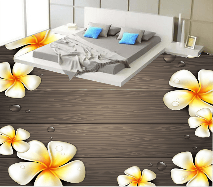 3D White Flower 037 Floor Mural Wallpaper AJ Wallpaper 2
