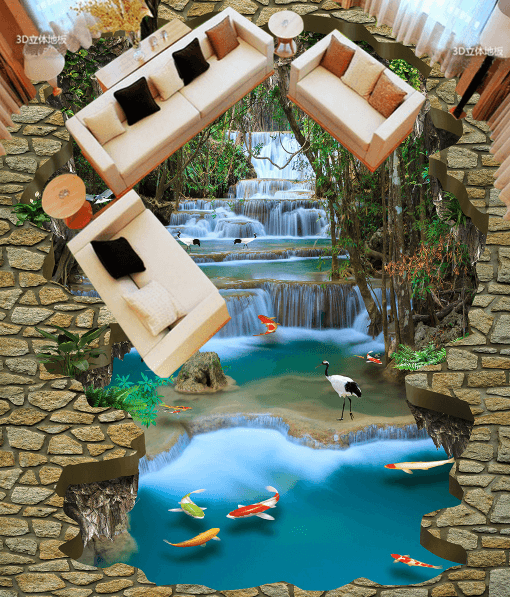 3D Crowned Crane 031 Floor Mural Wallpaper AJ Wallpaper 2