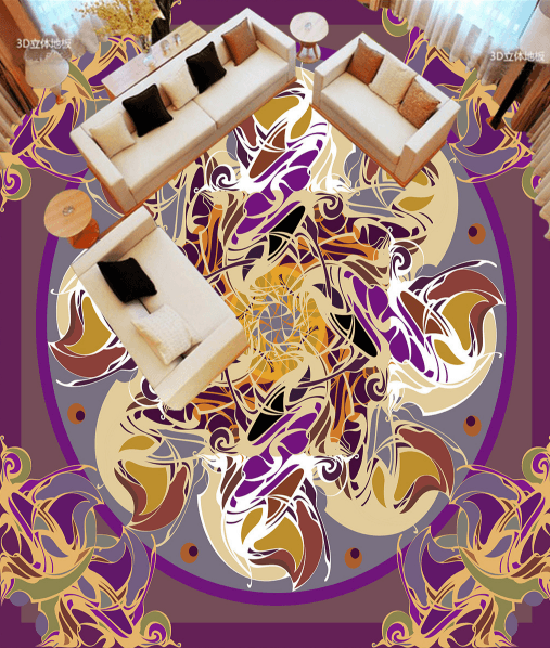 3D Flower Line 026 Floor Mural Wallpaper AJ Wallpaper 2