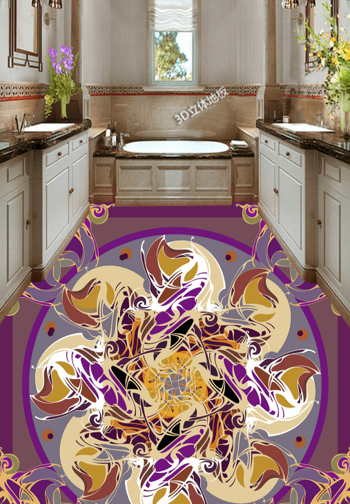 3D Flower Line 026 Floor Mural Wallpaper AJ Wallpaper 2
