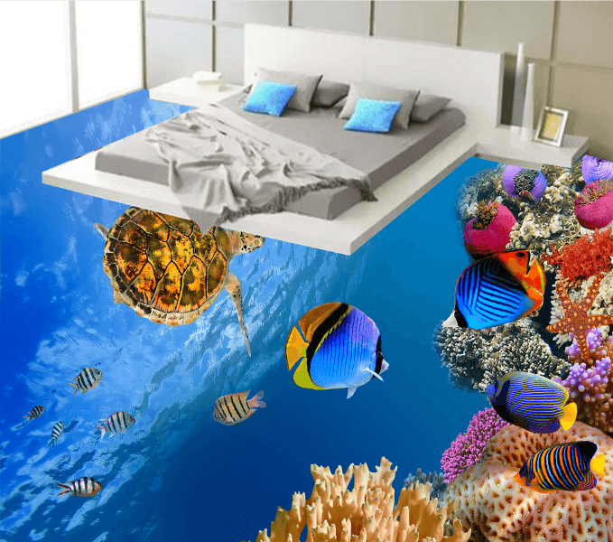3D Small Fish 007 Floor Mural Wallpaper AJ Wallpaper 2