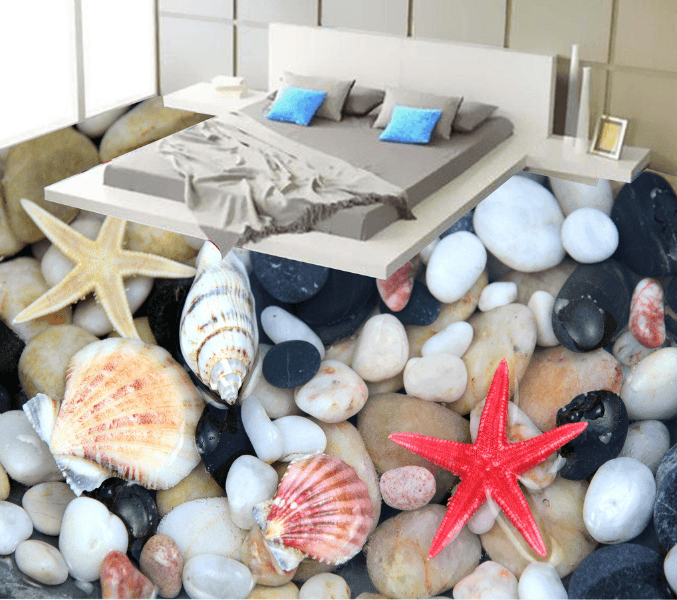 3D Stone Starfish 210 Floor Mural Wallpaper AJ Wallpaper 2