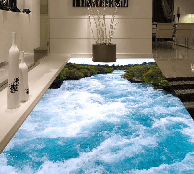 3D Waves Surge 191 Floor Mural Wallpaper AJ Wallpaper 2