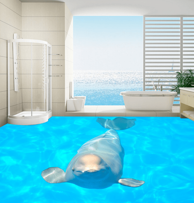 3D Cute Dolphins 188 Floor Mural Wallpaper AJ Wallpaper 2