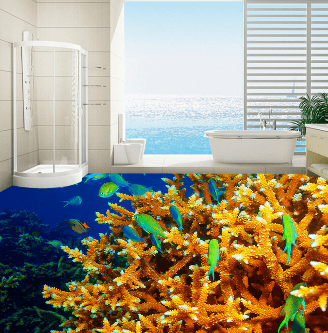 3D Yellow Coral 184 Floor Mural Wallpaper AJ Wallpaper 2