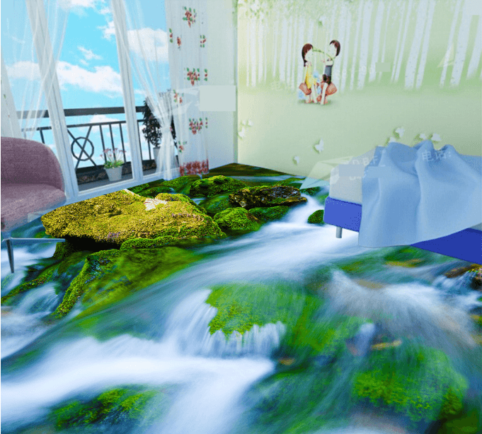 3D River Rocks 172 Floor Mural Wallpaper AJ Wallpaper 2