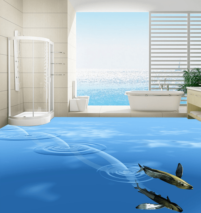 3D Flying Fish 164 Floor Mural Wallpaper AJ Wallpaper 2