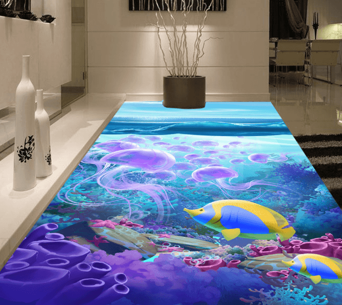 3D Transparent Jellyfish 155 Floor Mural Wallpaper AJ Wallpaper 2