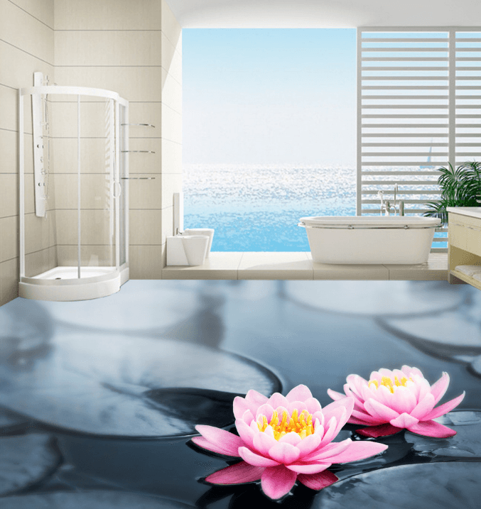 3D Small Lotus Flowers 144 Floor Mural Wallpaper AJ Wallpaper 2