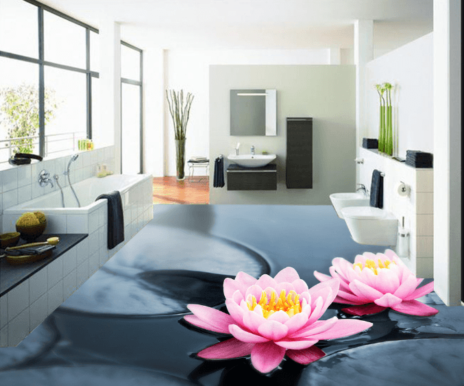 3D Small Lotus Flowers 144 Floor Mural Wallpaper AJ Wallpaper 2