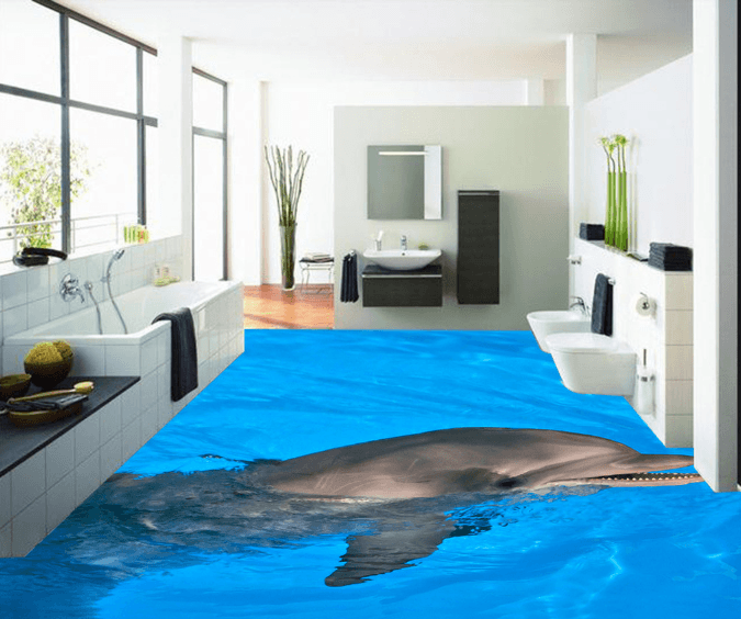 3D Cute Dolphin 134 Floor Mural Wallpaper AJ Wallpaper 2