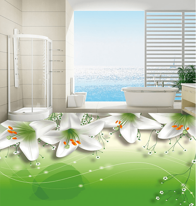 3D Lily Flower 124 Floor Mural Wallpaper AJ Wallpaper 2
