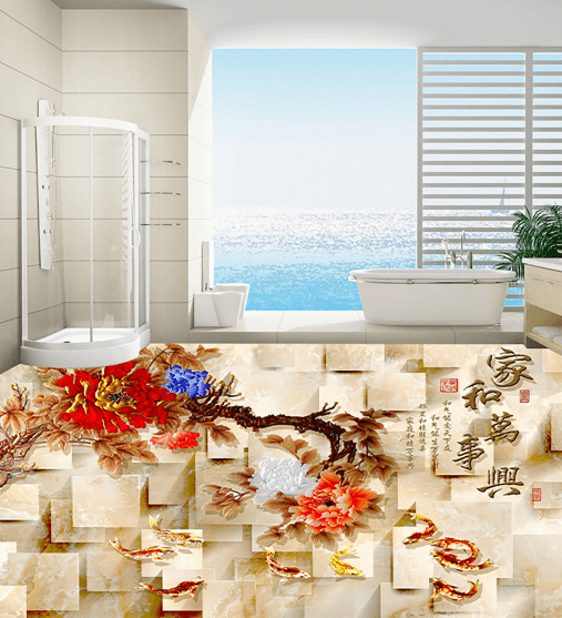3D Big Red Flower 123 Floor Mural Wallpaper AJ Wallpaper 2