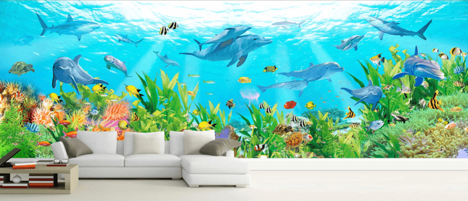 3D Dolphin Coral 177 Wallpaper AJ Wallpaper