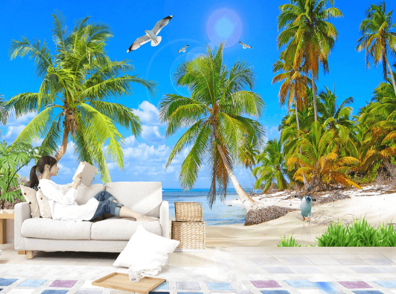 3D Coconut Grove Penguin 190 Wallpaper AJ Wallpaper