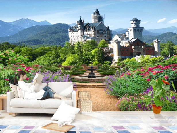 3D Castle Garden 211 Wallpaper AJ Wallpaper