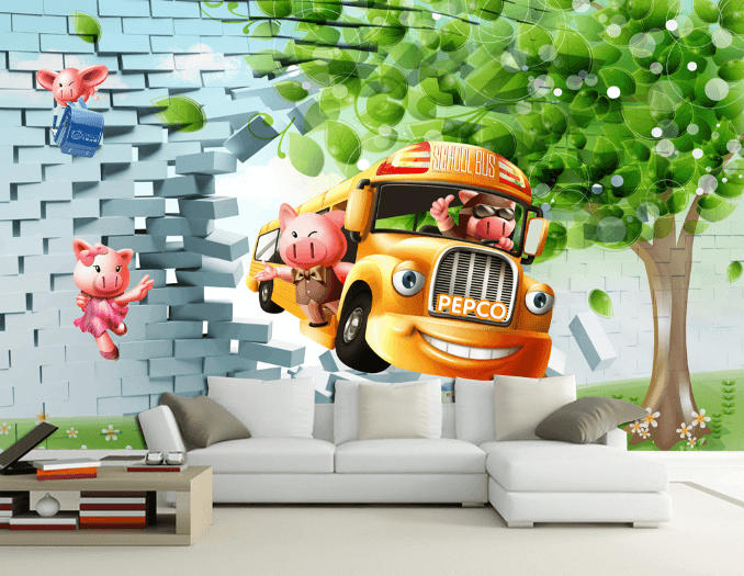 3D Pigs School Bus Wallpaper AJ Wallpaper