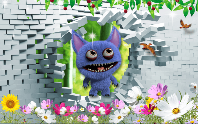3D Cute Blue Monster Wallpaper AJ Wallpaper