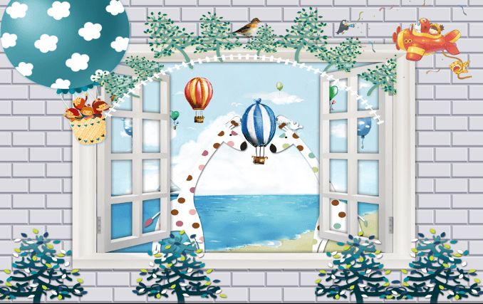 3D Bricks Window Animals Wallpaper AJ Wallpaper