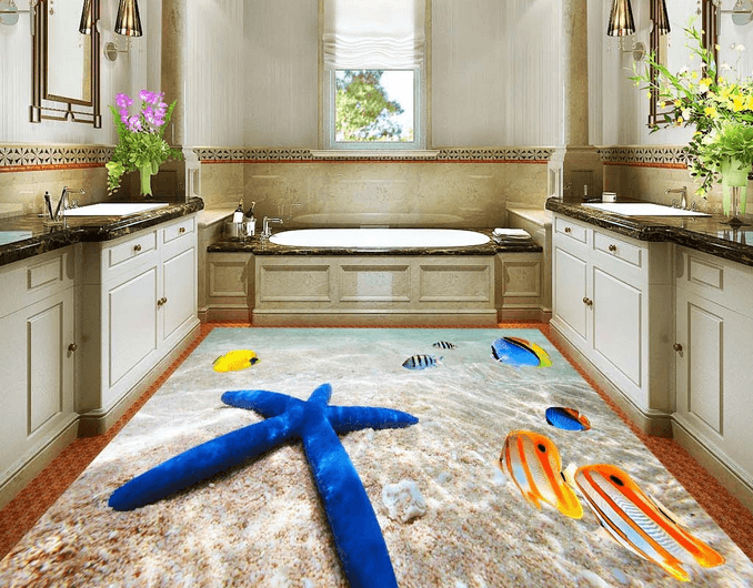 3D Blue Starfish 052 Floor Mural Wallpaper AJ Wallpaper 2