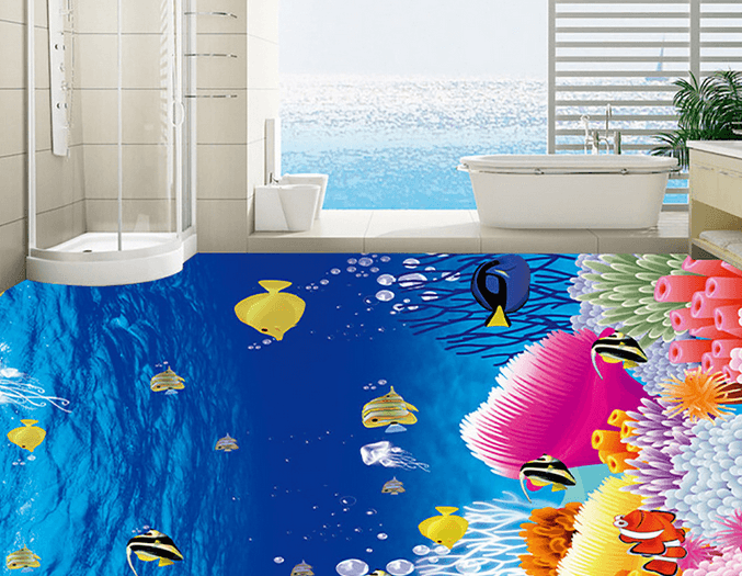 3D Cartoon Fish 053 Floor Mural Wallpaper AJ Wallpaper 2