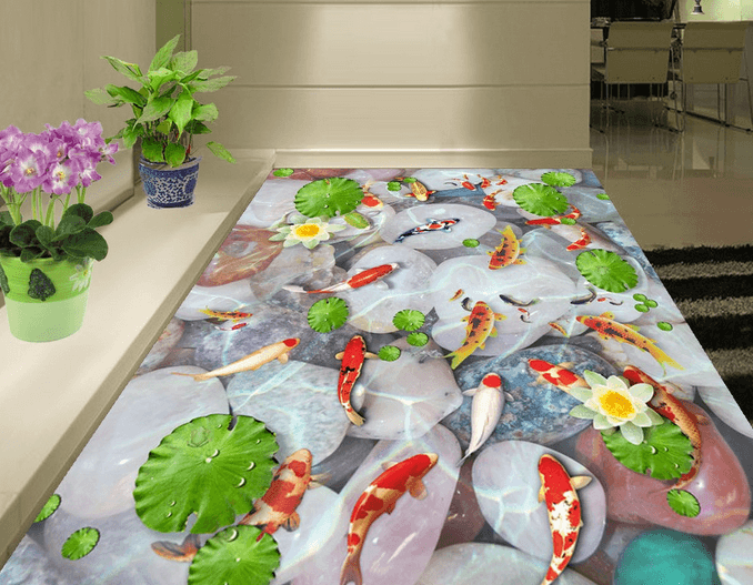 3D Small Goldfish 050 Floor Mural Wallpaper AJ Wallpaper 2