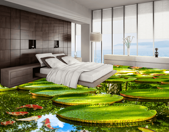 3D Lotus Leaf 141 Floor Mural Wallpaper AJ Wallpaper 2