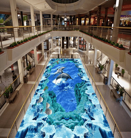 3D Dolphin Jumping 096 Floor Mural Wallpaper AJ Wallpaper 2